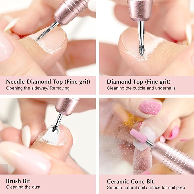 COSLUS Cordless Nail Drill Electric File & Nail Drill Bits Set 7pcs