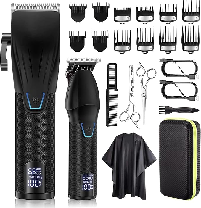 Suttik Professional Hair Clipper and Trimmer Set, Barber Clippers Set for Men Professional Kit, Beard Trimmer Haircut Kit, Cordless Clippers for Hair Cutting,Black