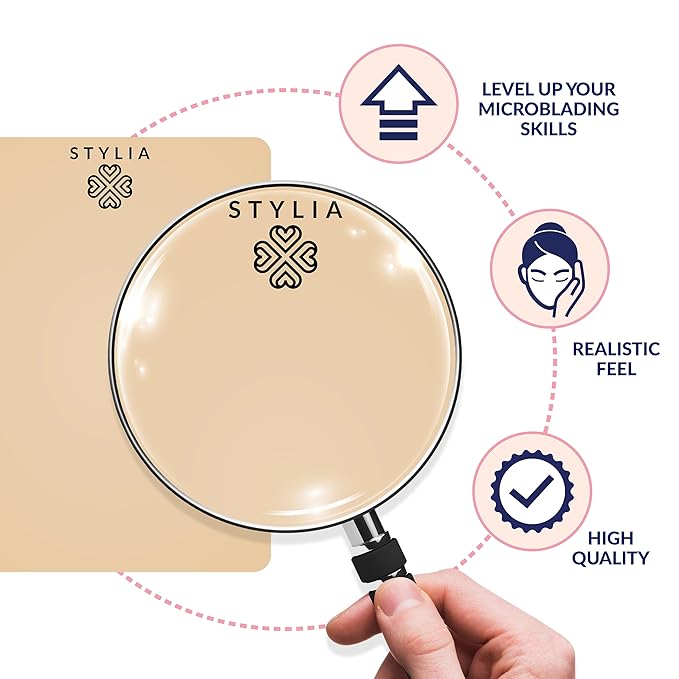 Stylia Microblading Practice Fake Skin Silicone Sheet for Eyebrow Tattoo, Micro Blading and Needling, Fake Skin for Tattoo, Eye Brow Makeup, Tattoo Skin Practice Kit Supplies (6 Blank Double Sided)