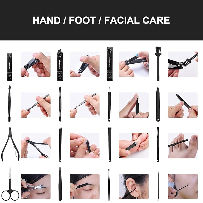 Gifts for Men, Familife Manicure Set Nail Clippers Pedicure Kit Manicure Kit Nail Clipper Set 16pcs and 13PCS Nail Kit Nail Cutter Men Grooming Kit Pedicure Set Professional Manicure Set Stainless Set