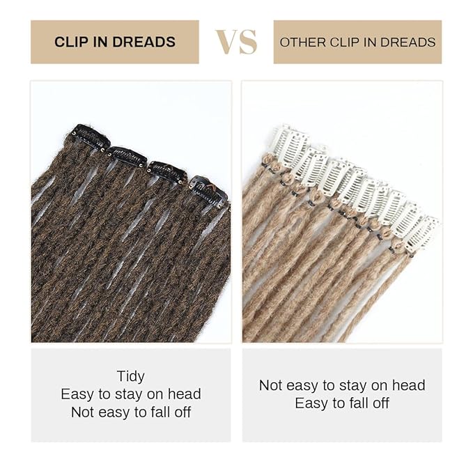 Ombre Brown 5 Clips-In Dreadlock Extensions for Women, Clip-In Synthetic Dreadlock Hair Extensions with 10 pcs Double Ended Dreads Attached …