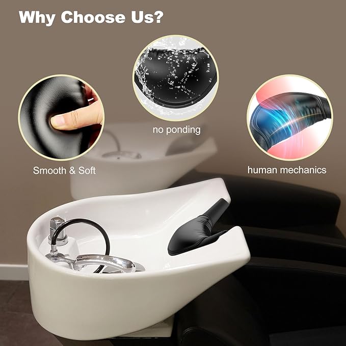 AISEELY Shampoo Bowl Neck Rest - 2 Suction Cups Included Salon Shampoo Neck Rest Cushion, Silicone Neck Cushion for Home Wash Basin & Professional Salon Hair Washing Tray