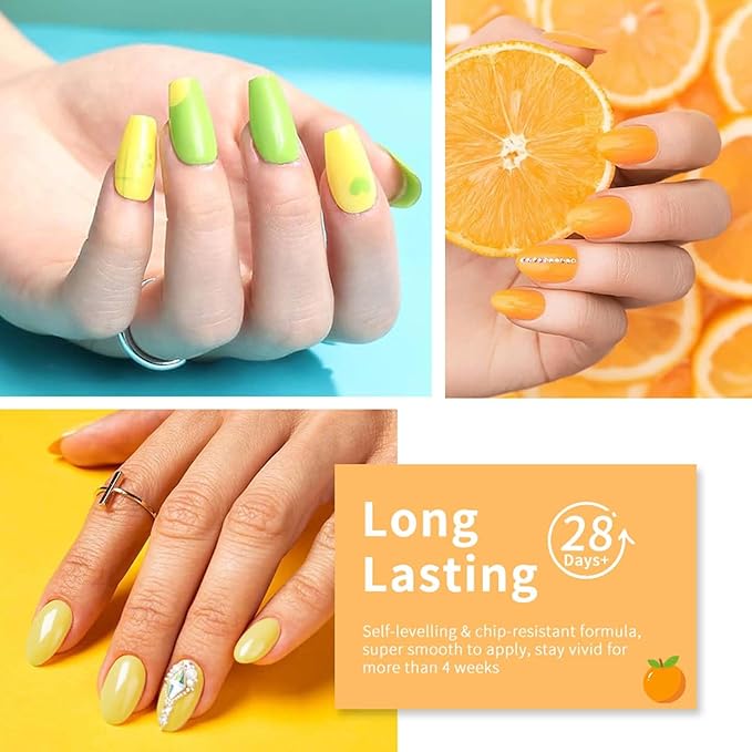 JR 9Colors 0.5oz Neon Gel Nail Polish Set Including Red Pink Nude Blue Orange Gel Polish Kit UV Light Soak Off Polish Home DIY Gift F