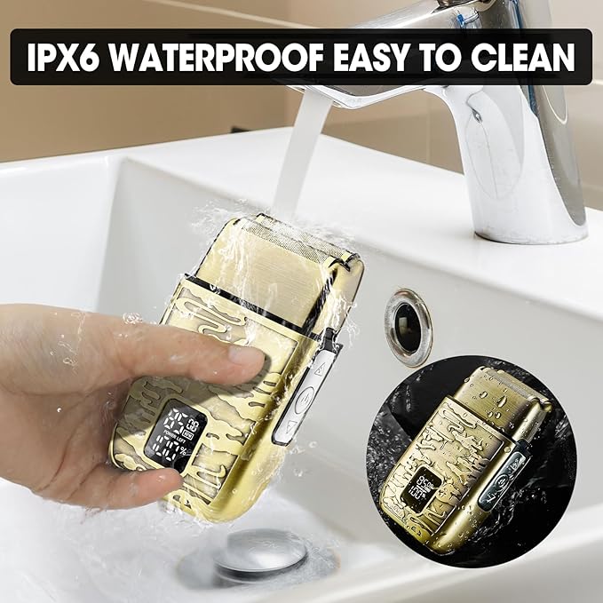 Electric Shavers for Men,3-Speeds Electric Razor,Head Shavers for Bald Men,Double Foil Beard Trimmer,Barber Supplies Waterproof Shaver, Gifts (Bronze-1)