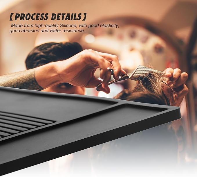 MoyRetty Magnetic Barber Organizer Mat for Clippers(17.7'' x 11.8''), Professional Anti-Slip Heat-Resistant Silicone Pad for Hair Stylist Supplies- 4 Magnets