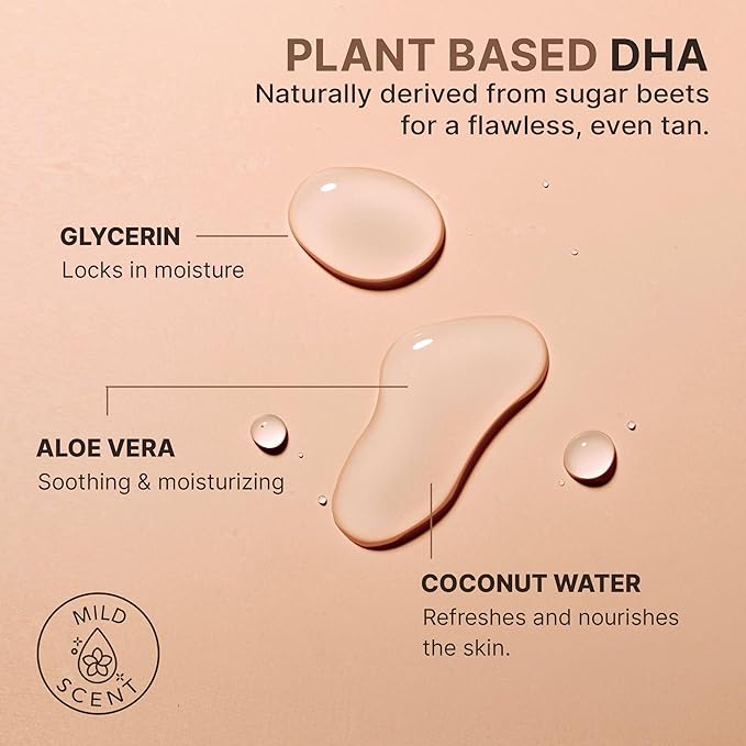 Self Tanner Spray - USA Made with Natural & Organic Ingredients, Fast Drying Spray Tan for Pale Skin, Non Toxic Gradual Tanning Spray, Sunless Tanning Water for Women & Men, Medium to Dark