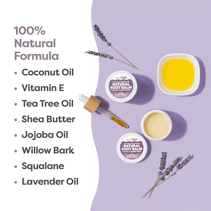 ZenToes Moisturizing Heel Socks with Natural Hydrating Foot Balm Bundle - Home Pedicure Gift Set - Fuzzy Pink Kit