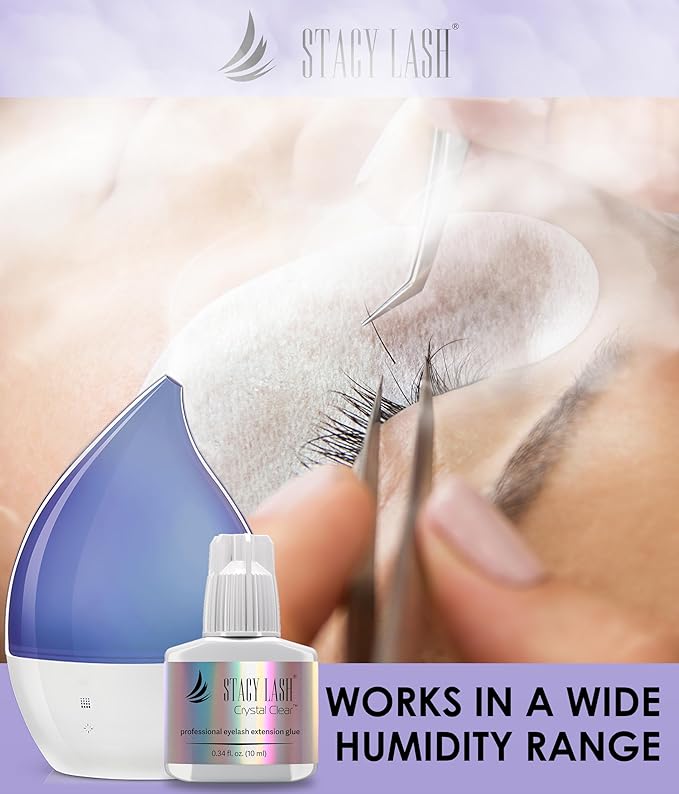 Crystal Clear Eyelash Extension Glue Stacy Lash (0.34fl.oz/10ml)/1 Sec Drying Time/Retention – 8 Weeks/Transparent Adhesive/Professional Supplies