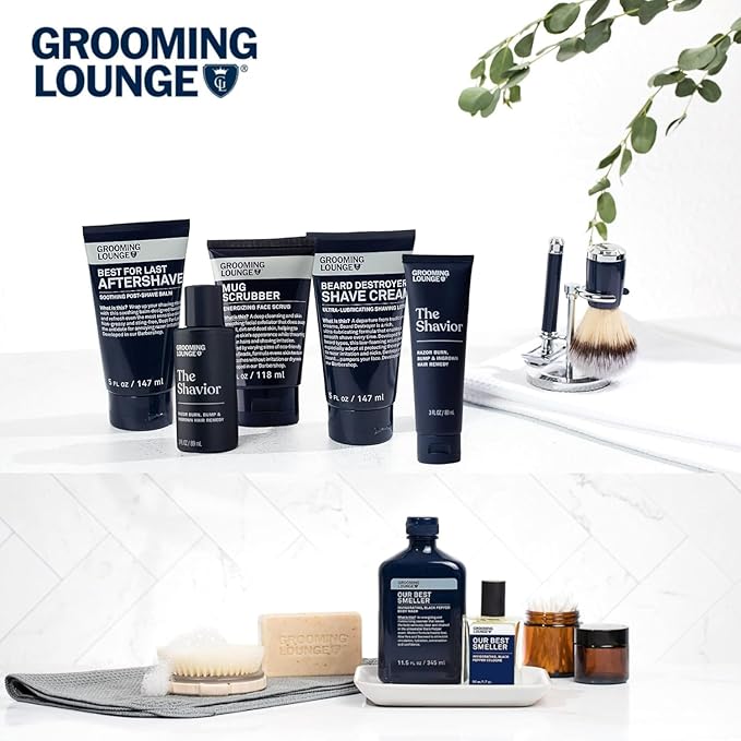 Grooming Lounge Aftershave for Men - Instant Soothe Razor Burn, Skin Irritation & Bump Relief After Shave Balm - Fast Absorbing, Moisturizing Unscented Aftershave Men 5 Fl Oz (Pack of 2)