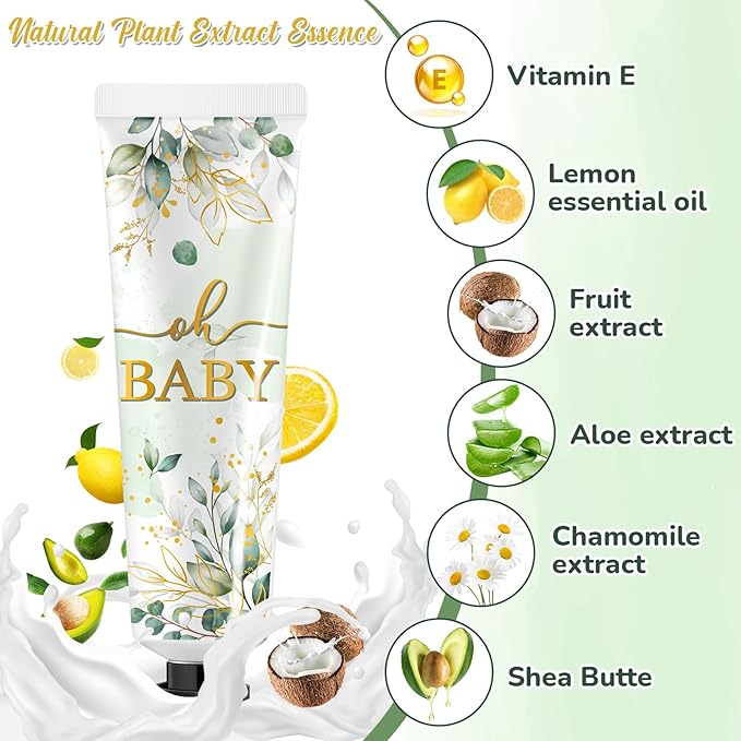 24 Sets Baby Shower Hand Cream Bulk Sage Greenery Shower Favors Bridal Thank You Appreciation Hand Cream for Guests Travel Size Lotion with Organza Bags