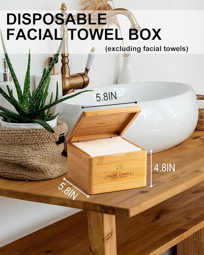 Clean Facial Towels,1 Box with 60 Ct Disposable Face Towels - Premium Facial Cleansing Cloths & Towelettes, Perfect for Skincare Routine - Biodegradable, Travel-friendly, and Eco-friendly