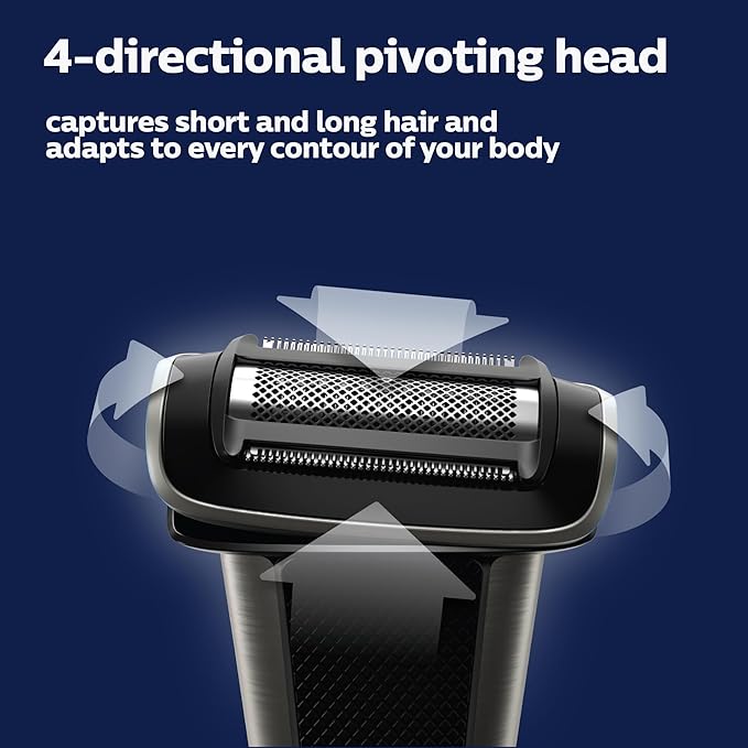 Philips Bodygroom 7000 Series, Showerproof Groin and Body Trimmer for Men, Precise Body Grooming, Adjustable Comb, Safe Even Below The Belt, 80 Min. Runtime, Model BG7040/42