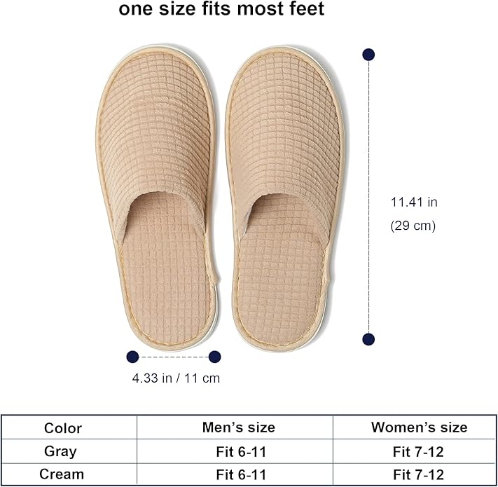 SPA Guest Slippers, 6/12 Pairs Reusable Washable Unisex Spa Slippers for Hotel Bedroom Wedding Party Travel