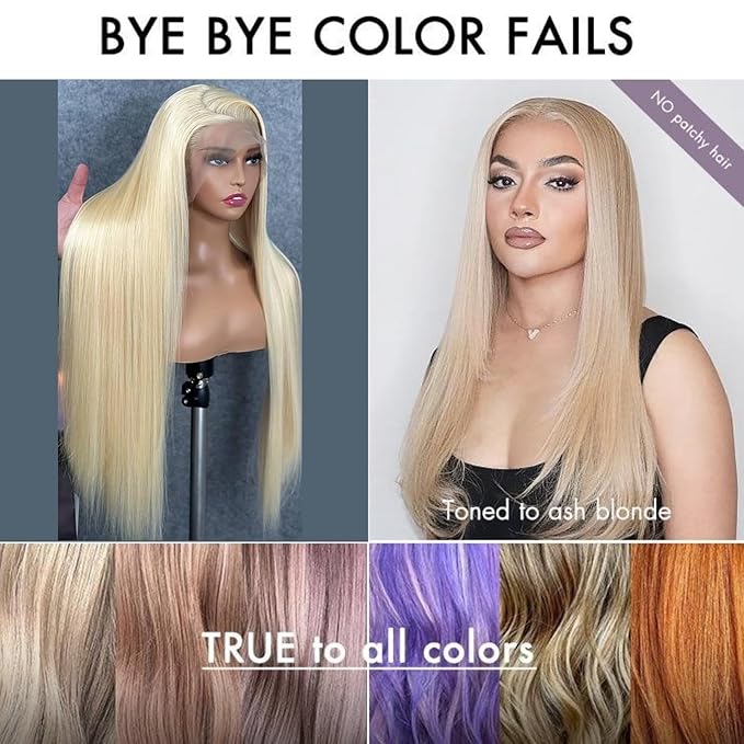 613 Lace Front Wig Human Hair 200 Density Blonde Wig Human Hair 13X6 Straight Lace Front Wigs Human Hair Pre Plucked 613 HD Lace Frontal Wigs Human Hair for Women Natural Hairline(38 Inch)