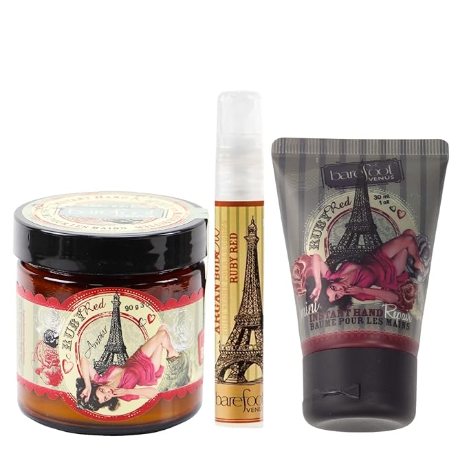 Ruby Red Bundle: Instant Hand Repair (3 oz), Mini Instant Hand Repair (1 oz), Argan Body Oil (0.27 oz)