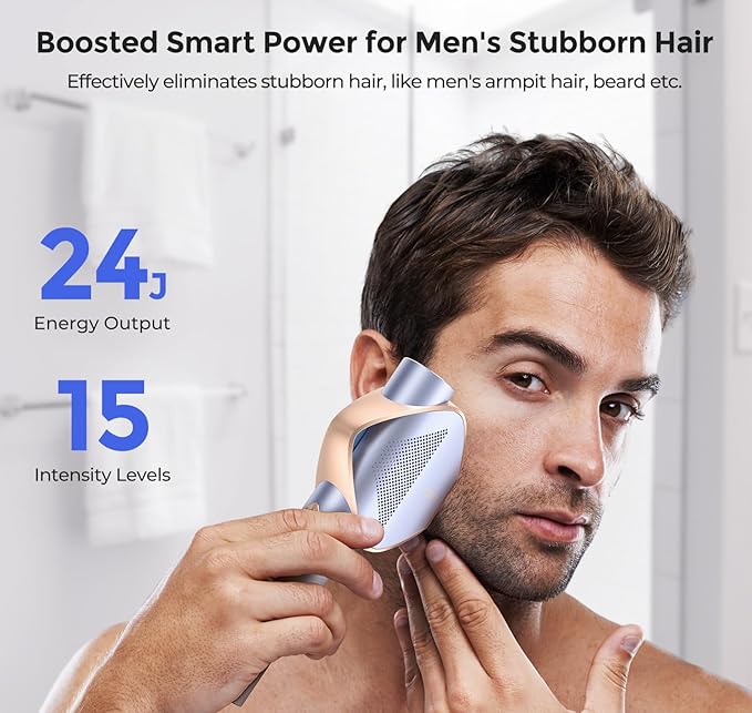 LUBEX Smart Permanent IPL Laser Hair Removal for Woman and Men, Painless Sapphire Ice-Cooling, Alternative to Salon, Bikini Shaver, Facial Epilator for Armpits Back Legs Arms Face Bikini Glow 6 A+