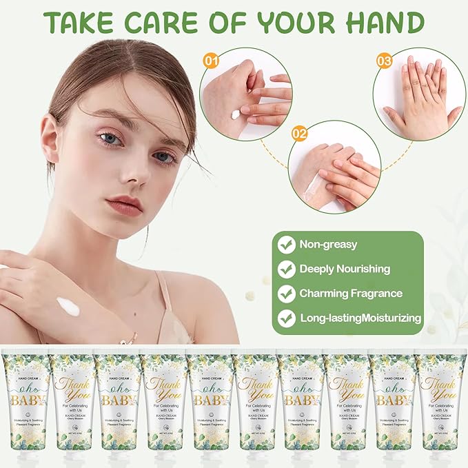 50 Sets Baby Shower Hand Cream Bulk Gifts, Bridal Shower Favors and Baby Shower Favors for Guests with Thank You Card and Organza Gift Bags, Thank You Gifts for Women Coworkers (Oh Baby)