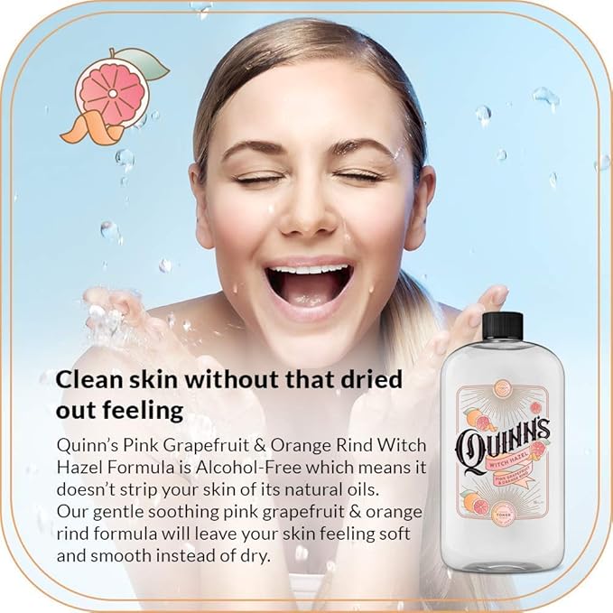Quinn's Pure Castile Organic Peppermint Liquid Soap 32 oz Alcohol Free Pink Grapefruit and Orange Rind Witch Hazel with Aloe Vera 16oz