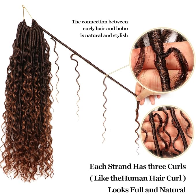 8 Packs Goddess Faux Locs Crochet Hair-18 Inch Boho Soft Locs Crochet Hair for Black Women (T30, 18 Inch(Pack of 8))