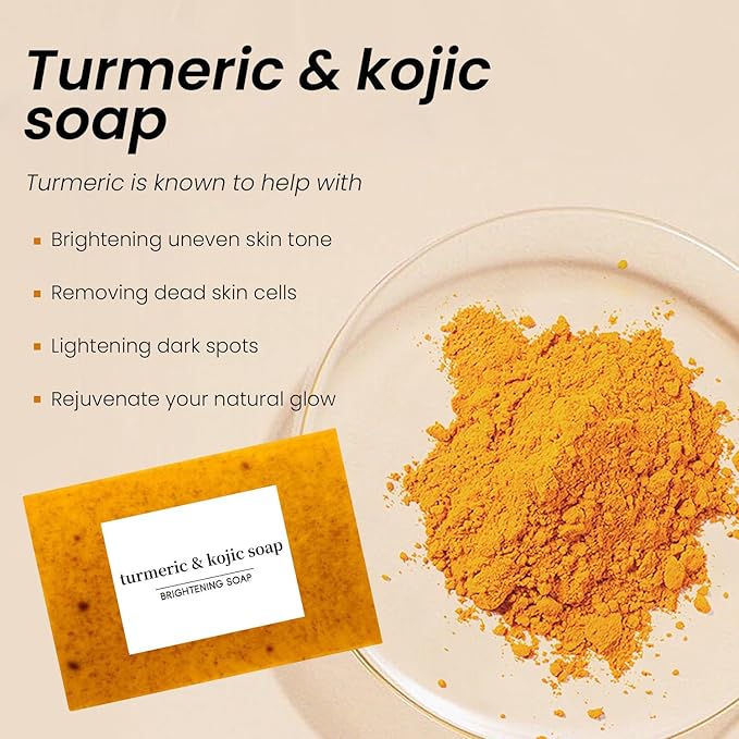 Turmeric Soap & Essential Oil Set, 6 Counts Turmeric Soap and Essential Oils with Soap Bag, Turmeric Oil Premium Essential Oil Set for Face & Body, Turmeric Lemon Soap Bar