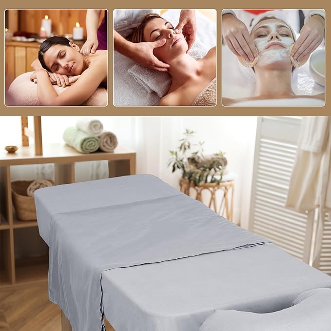 12 Pcs 4 Sets Premium Microfiber Massage Table Sheet Set, Include Massage Table Cover, Massage Fitted Sheet, Massage Face Rest Cover for Beauty Salon Spa Hair Salon (Light Grey)