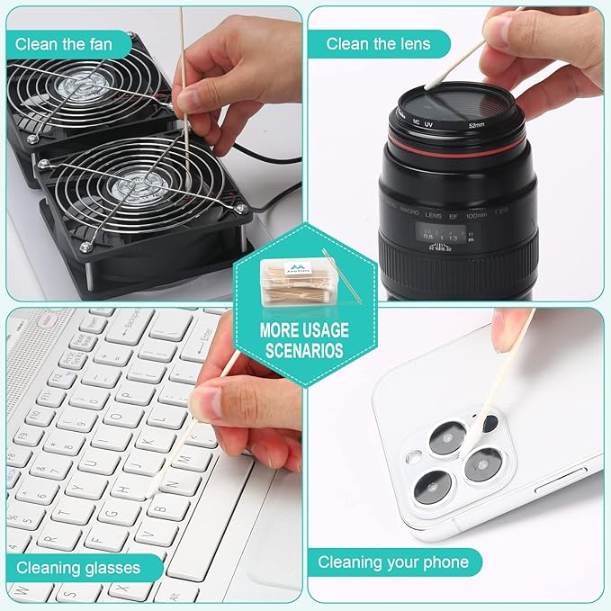 Dog Ear Cleaning Cotton Swabs, 400 Count, 6-Inch Extra Long | Lint-Free Tips for Pet Ear Care, Gun Cleaning, Electronics & Crafts | Durable Wooden Sticks with Storage Box