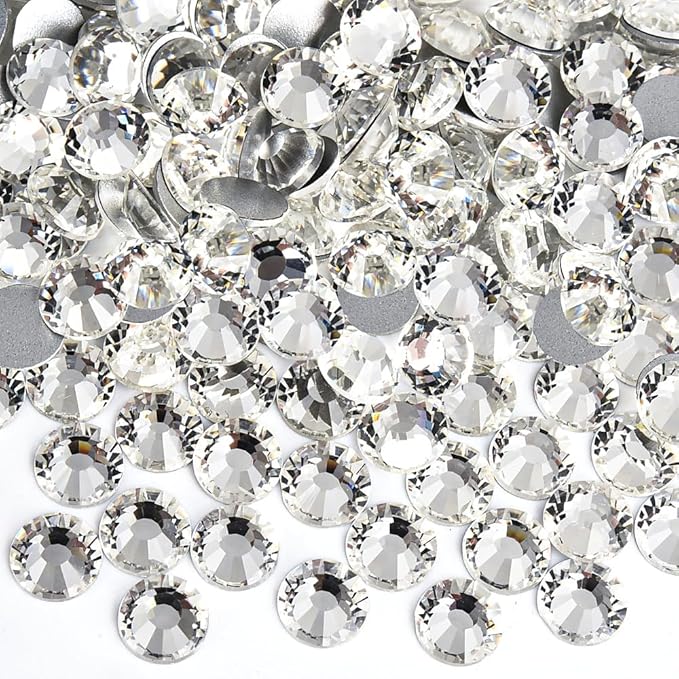 Blinginbox Flatback Rhinestones Bulk,14400pcs Crystal Round Loose Gemstones Glass Rhinestones for Crafts Makeup Nail Art Clothes Shoes DIY Decorations(SS6, 1.9-2.0mm,Crystal)