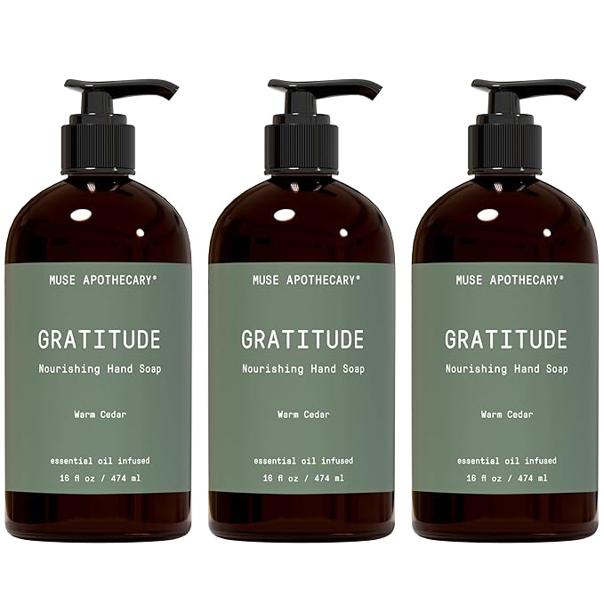 Muse Apothecary Hand Ritual - Botanical Collection - Aromatic and Nourishing Hand Soap, Infused with Natural Aromatherapy Essential Oils - 16 oz, Warm Cedar, Pack of 3