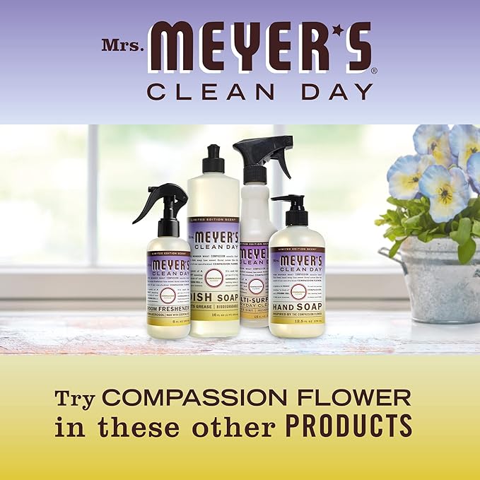MRS. MEYER'S CLEAN DAY Hand Soap, Made with Essential Oils, Biodegradable Formula, Compassion Flower, 12.5 fl. oz - Pack Of 3