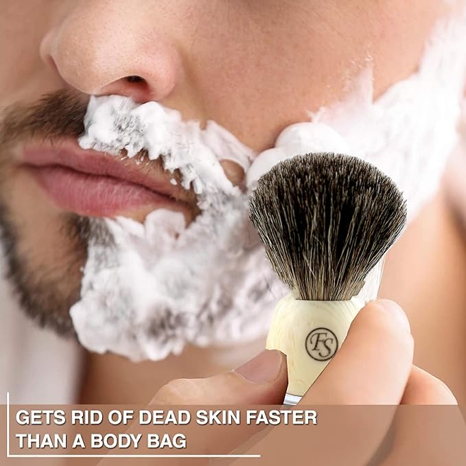 Pure Badger Shaving Brush,Frank FS shaving Chrome Metal Base Shaving Brushes for Men Personal and Professional Shaving in a Gift Box(Knot Size 20mm)