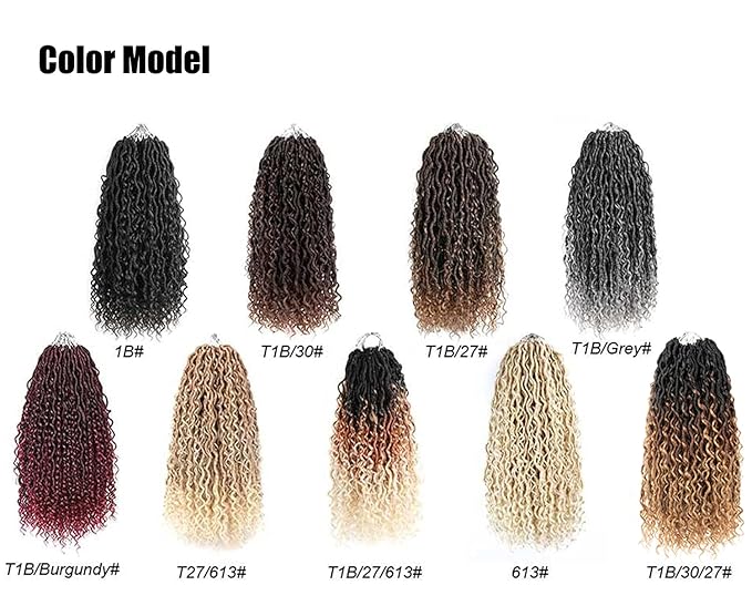 Aipin New Goddess Locs Crochet Hair 18 Inch Boho River Locs Hippie Locs Wavy Crochet With Curly Hair In Middle And Ends Braids Hair Extensions (8 Packs,18 inch, T350)