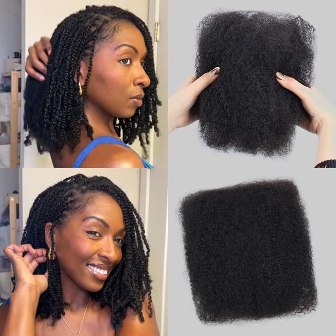 Afro Kinkys Bulk Human Hair, 14 inch 50 Gram 4c Curly Hair for Permanent Sister Locs/Mini Twists/Braids Can Dye and Bleach (Natural Black, 14 Inch)