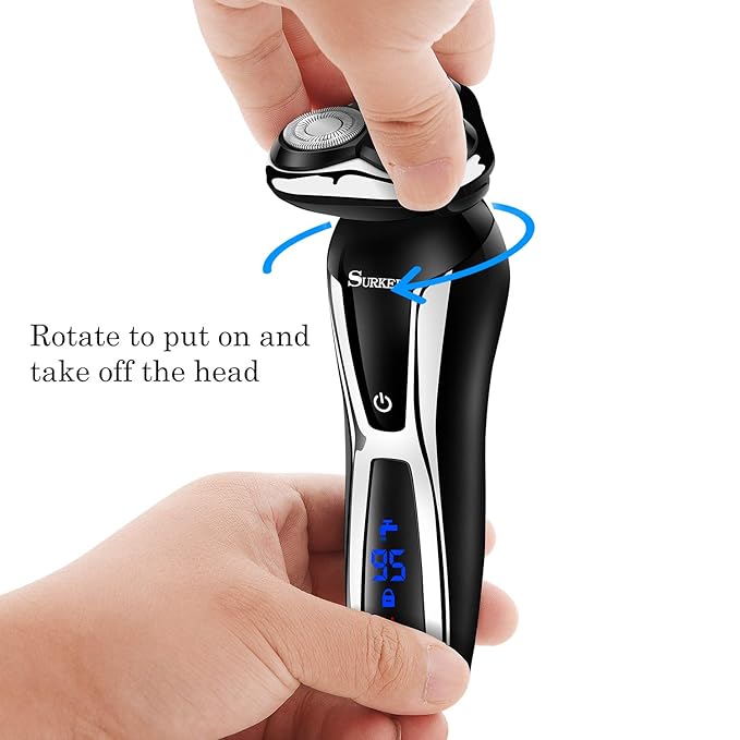 SURKER Electric Shaver Razor Cordless Beard Trimmer for Men Nose Hair Trimmer 3 in 1 Trimmer Grooming Kit Plus 1 Facial Cleansing Brush Waterproof USB Rechargeable Dry Wet