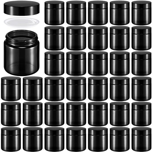 Norme 36 Pcs 4 oz Glass Jars with Lids Leakproof Round Airtight Empty Cosmetic Jars with Inner Liners Lid for Storing Lotions Powder Ointments Candle Making (Black)