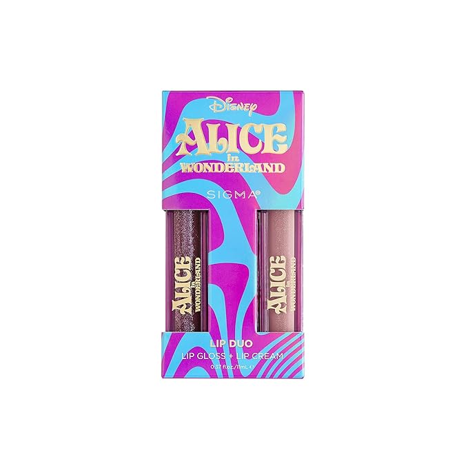 Sigma Beauty and Disney Lip Set - Alice in Wonderland Lip Gloss and Lip Creme- Hydrating Lip Creme and Layerable Lip Tint - Nonsticky, Cruelty Free, Vegan Lip Gloss and Lip Cream