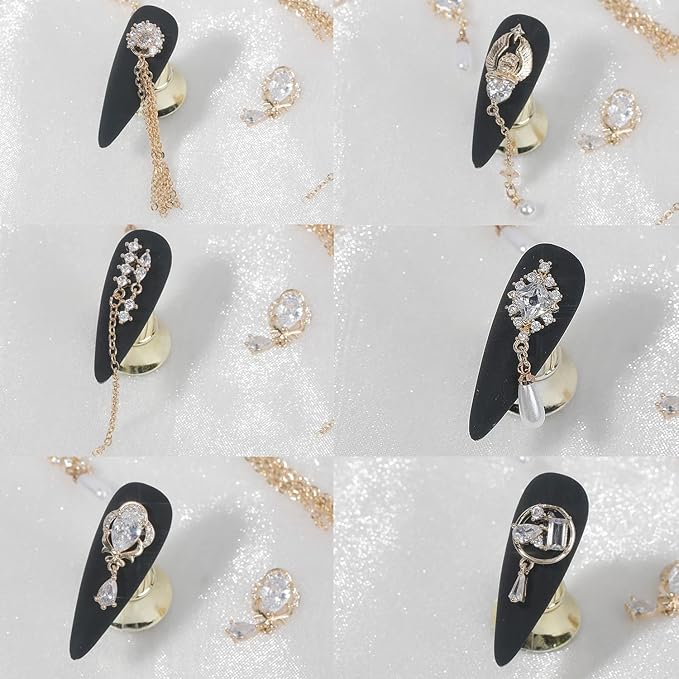 12Pcs Gold Nail Charms Gold Rhinestones for Nails Gold Charms for Nails Shiny Nail Crystal Nail Art Charms Gems Jewelry Nail Diamond Rhinestone Charms for Girls Woman Craft DIY Nail Art Decoration