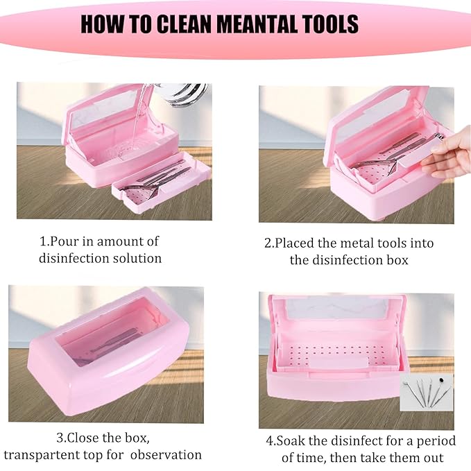 Sterilizer for Nail Tools,Shmian Plastic Soaking Cleaning Sterilization Tray for Tweezers Manicure,Barber,Nail Salon,Clipper Cleaner