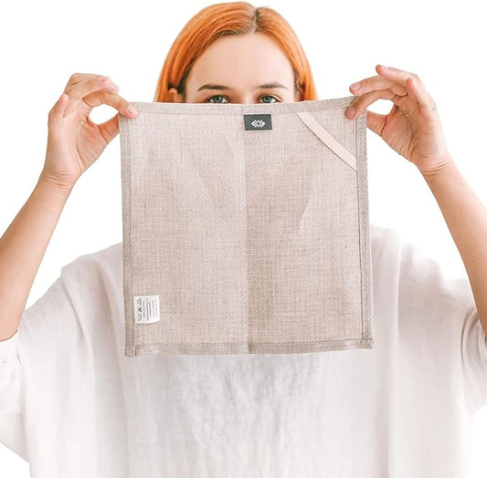 Waffle Washcloths for Bathroom - Pure 100% Flax Linen Washcloths 4-Pack 10x10 inch Linen Face Cloths - Waffle Weave Cleaning Cloths, Exfoliating Face Towel for Women