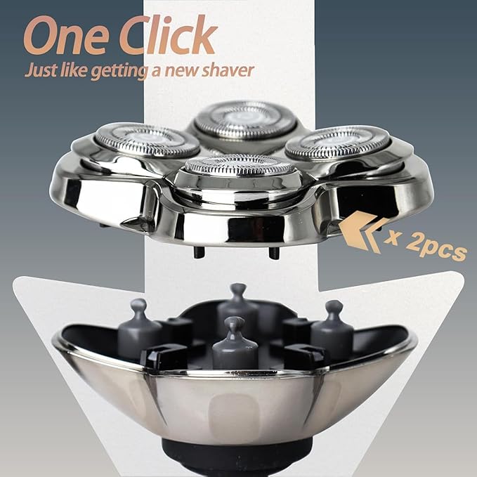 2Pack Pro 4 Shaver Replacement Heads for Pitbulls Gold PRO, Silver PRO, Platinum PRO, Butterfly Kiss PRO Head Shavers, Floating 4 Heads for a Fast, Close and Smooth Shave.