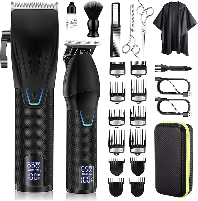 Karrte Professional Hair Clippers and Trimmer Kit for Men, Barber Clipper Set Cordless Hair Cutting, Beard Trimmer Grooming Haircut Kit