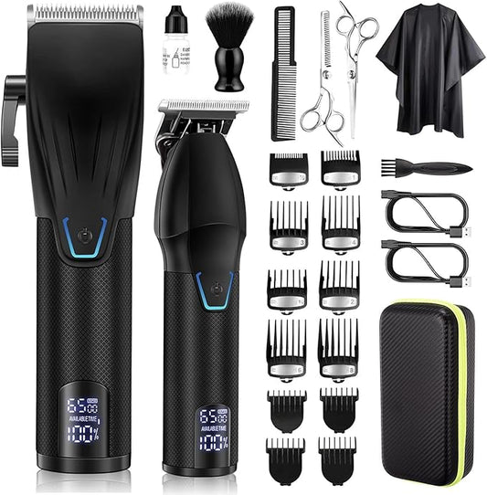 Karrte Professional Hair Clippers and Trimmer Kit for Men, Barber Clipper Set Cordless Hair Cutting, Beard Trimmer Grooming Haircut Kit