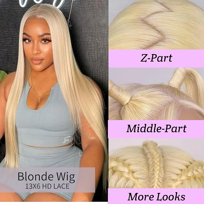 613 Lace Front Wig Human Hair 200 Density Blonde Wig Human Hair 13X6 Straight Lace Front Wigs Human Hair Pre Plucked 613 HD Lace Frontal Wigs Human Hair for Women Natural Hairline(26 Inch)