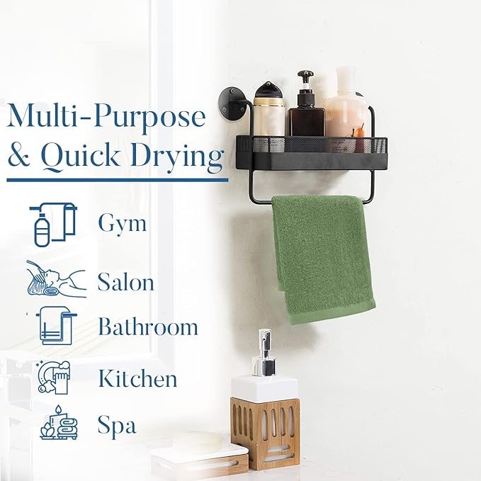 DAN RIVER 100% Cotton Washcloths 24 Pack Premium Quality Face and Body Cloth, Quick Dry Essential Towels for Bathroom, Hand, Kitchen & Cleaning, Baby Washcloths | 12X12 in | 400 GSM | Sage Green