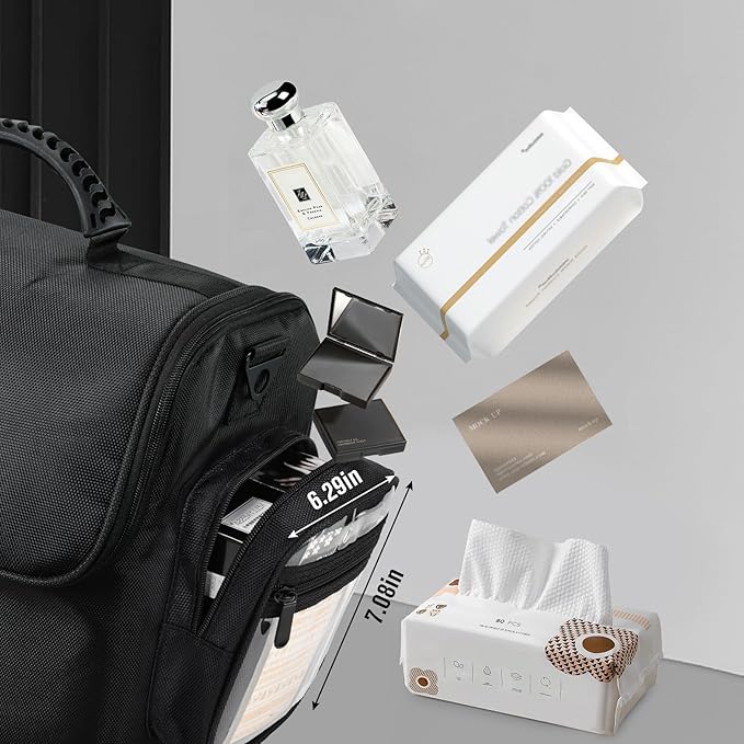 18.1" Extra Large Makeup Bag, Travel Makeup Organizer Big Makeup Cases Make up Cosmetic Train Case Professional Organizer Box Cosmetology Bag for Artist,Nail,Tattoo with 4 Clear Pouch Bags