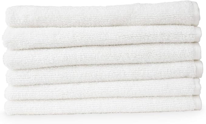 RosenSoft Oversized Wash Clothes-16x14 in Extra Large Wash Cloths for Body and Face, Hand Gym Spa- Fingertip Towels for Bathroom, Bath Towel Set (White, 6)