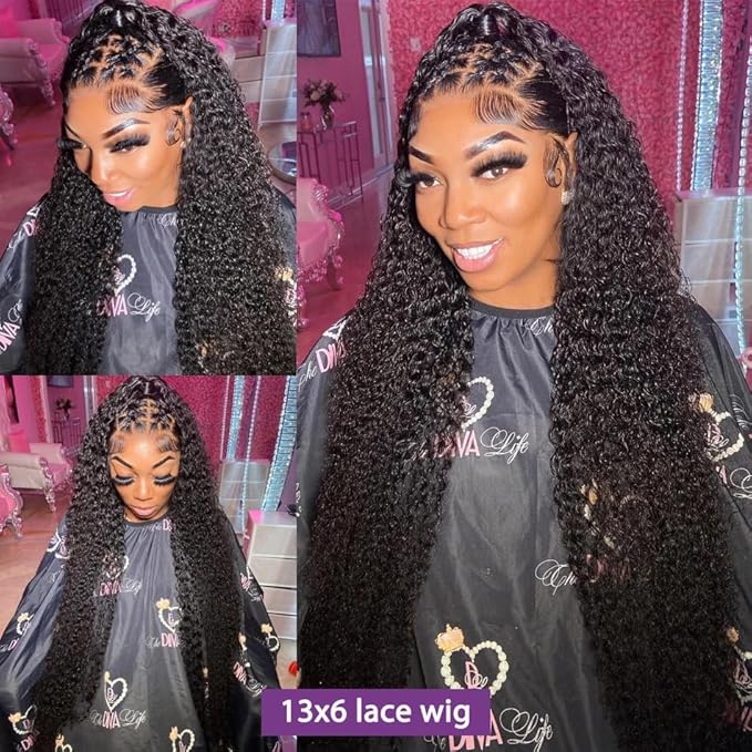 30 Inch Deep Wave Lace Front Wigs Human Hair Pre Plucked 180% Density Curly Human Hair Wig Glueless HD Frontal Wigs Human Hair 13x6 Wet And Wavy Lace Front Wigs Human Hair
