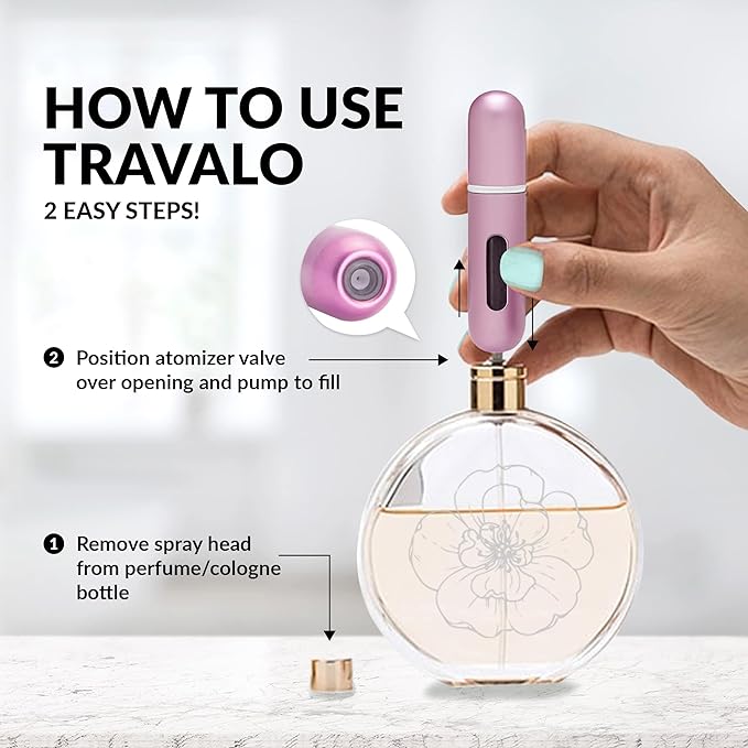 Travalo LUX Perfume Atomizer | Travel Refill U-Change System TSA Approved | Reusable Airtight Easy Fill Mini Pump Sprayer | Lightweight Portable | Brushed Polished Metal Alloy Outer Shell Gold 0.17oz