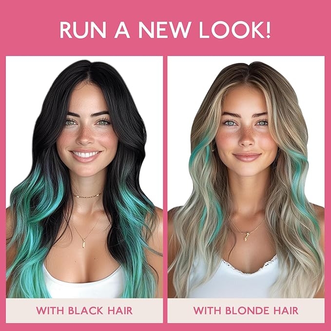 WENNALIFE Tape in Hair Extensions Human Hair, Teal Green 10pcs 30g 20 inch Remy Invisible Tape Ins Straight Colored Soft Real Human Hair Refill Set Extensions