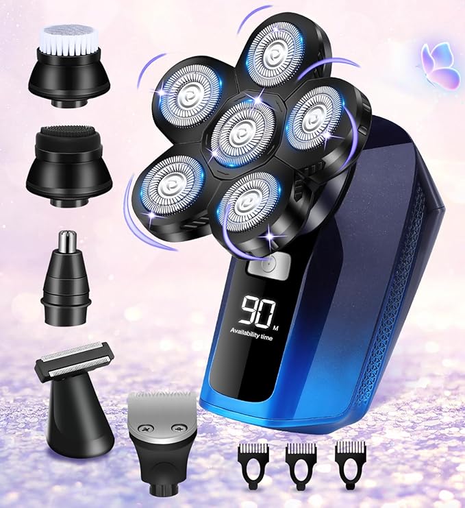 Electric Razors for Women, 6 in 1 Shaver for Womens Cordless, Painless Leg Pubic Hair Razor, Waterproof Wet Dry Women 6 Head Shavers, Remover for Legs Bikini Face Lips Hairs