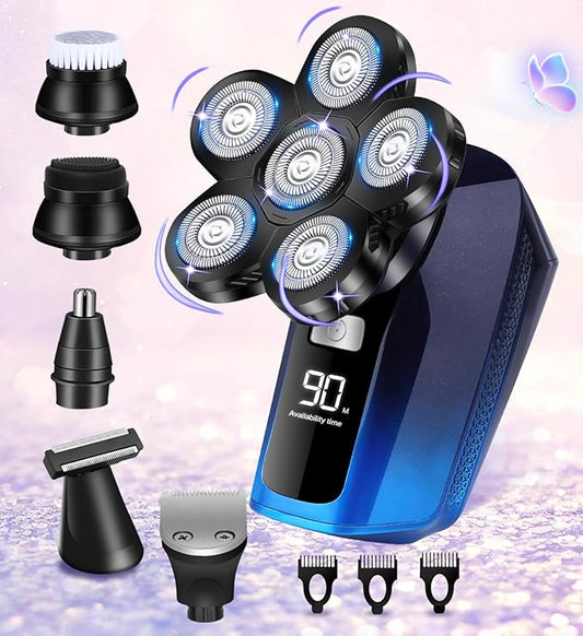 Electric Razors for Women, 6 in 1 Shaver for Womens Cordless, Painless Leg Pubic Hair Razor, Waterproof Wet Dry Women 6 Head Shavers, Remover for Legs Bikini Face Lips Hairs